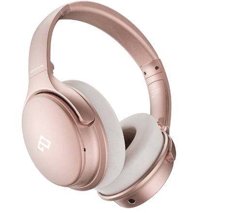 INFURTURE Rose Gold Active Noise Cancelling Headphones with Microphone Wireless Over Ear Bluetooth Headphones, Deep Bass,