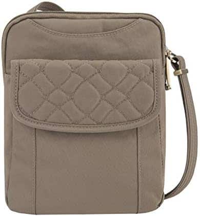 Travelon Anti-Theft Signature Quilted Slim Pouch, Smoke